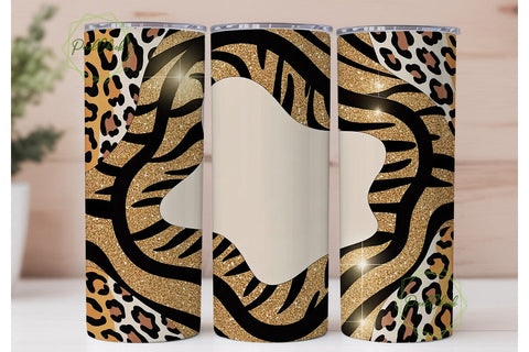 Leopard Tiger Glitter 20oz Tumbler Wrap Sublimation PixelChick 
