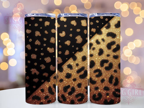 Leopard Tumbler, Ombre Glitter Design, 20oz Tumbler PNG, Animal Print Tumbler, Fashionable Drinkware, Trendy Tumbler Wrap, Sparkly Leopard Decor, Sublimation Drinkware Sublimation SvggirlplusArt 