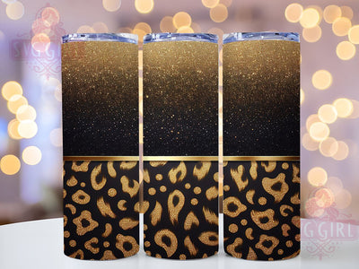 Leopard Tumbler, Ombre Glitter Design, 20oz Tumbler PNG, Animal Print Tumbler, Fashionable Drinkware, Trendy Tumbler Wrap, Sparkly Leopard Decor, Sublimation Drinkware Sublimation SvggirlplusArt 