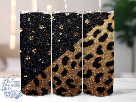 Leopard Tumbler Wrap, Ombre Glitter Design, 20oz Sublimation Tumbler, Animal Print Drinkware, Wild Animal Gift, Trendy Tumbler, Fashionable Drinkware, Safari Decor Sublimation ToriDesigns 