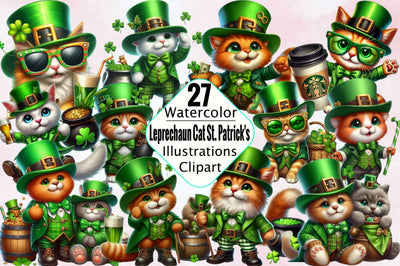 Leprechaun Cat St. Patrick's Sublimation Clipart Bundle Sublimation SVGArt 