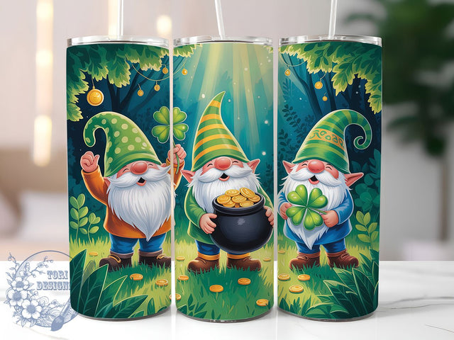 Leprechaun Gold Gnome Tumbler, Shamrock Gold Tumbler, Stylish 20oz Wrap, Sublimation Design, Trendy Gift Idea, Irish Gnome Wrap, Pot of Gold Tumbler Sublimation ToriDesigns 