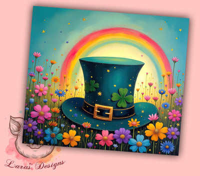 Leprechaun Hat Rainbow 20oz Tumbler, Leprechaun Hat Tumbler, Rainbow Tumbler Wrap, Floral Tumbler Design, 20oz Tumbler Sublimation, Lucky Tumbler Wrap, Irish Tumbler Design Sublimation Lara' s Designs 