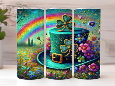Leprechaun Hat Rainbow 20oz Tumbler, Leprechaun Hat Tumbler, Rainbow Tumbler Wrap, Floral Tumbler Design, 20oz Tumbler Sublimation, Lucky Tumbler Wrap, Irish Tumbler Design Sublimation Lara' s Designs 