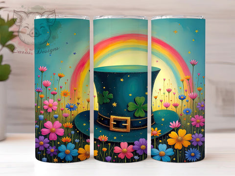 Leprechaun Hat Rainbow 20oz Tumbler, Leprechaun Hat Tumbler, Rainbow Tumbler Wrap, Floral Tumbler Design, 20oz Tumbler Sublimation, Lucky Tumbler Wrap, Irish Tumbler Design Sublimation Lara' s Designs 