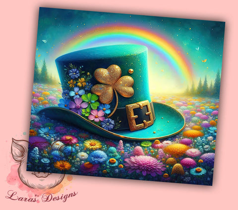 Leprechaun Hat Rainbow 20oz Tumbler, Leprechaun Hat Tumbler, Rainbow Tumbler Wrap, Floral Tumbler Design, 20oz Tumbler Sublimation, Lucky Tumbler Wrap, Irish Tumbler Design Sublimation Lara' s Designs 