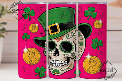 Leprechaun Skull 20oz Tumbler Wrap Sublimation sassyprint 
