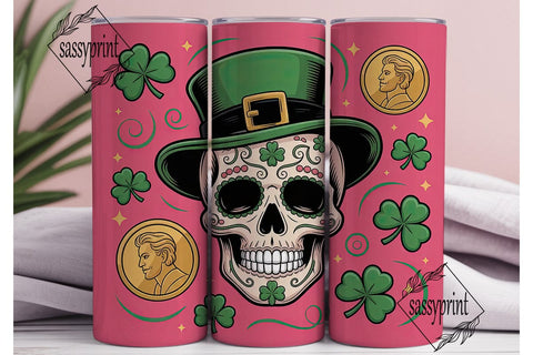 Leprechaun Skull 20oz Tumbler Wrap Sublimation sassyprint 