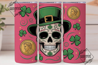 Leprechaun Skull 20oz Tumbler Wrap Sublimation sassyprint 