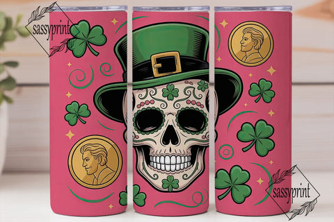 Leprechaun Skull 20oz Tumbler Wrap Sublimation sassyprint 