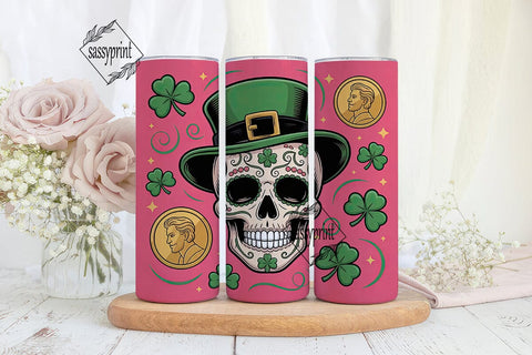 Leprechaun Skull 20oz Tumbler Wrap Sublimation sassyprint 