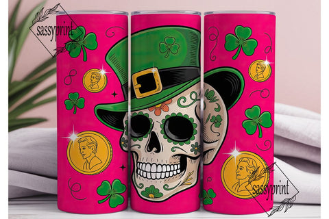 Leprechaun Skull 20oz Tumbler Wrap Sublimation sassyprint 