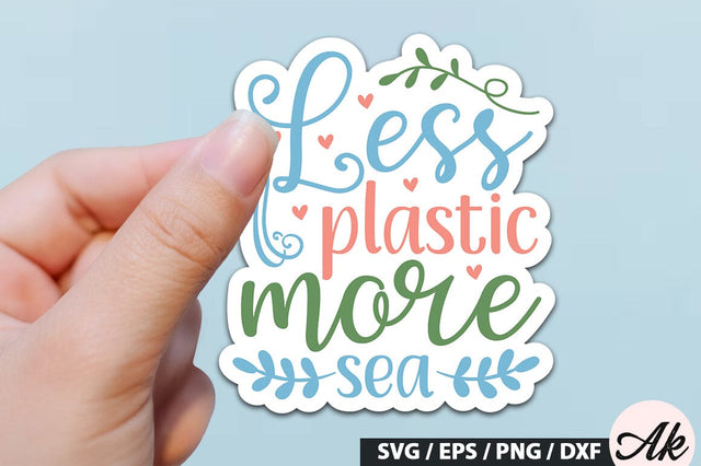Less plastic more sea Stickers SVG Design SVG akazaddesign 