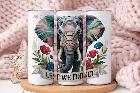 Lest We Forget Elephant 20oz Tumbler Sublimation DesignSVG 