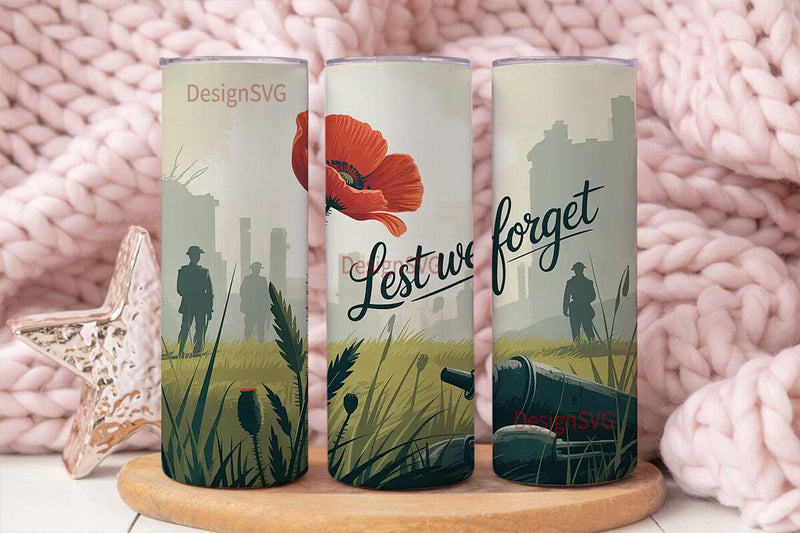 Lest We Forget Tumbler Wrap Sublimation DesignSVG 
