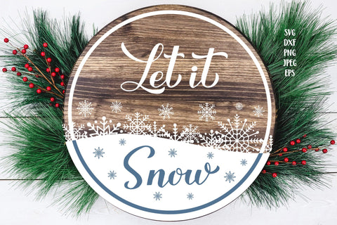 Let is snow SVG. Christmas quote round door sign SVG LaBelezoka 