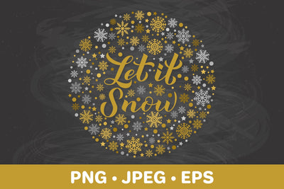 Let is snow. Winter quote. Christmas round sign sublimation Sublimation LaBelezoka 