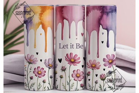 Let It Be Floral 20oz Tumbler Wrap Sublimation sassyprint 