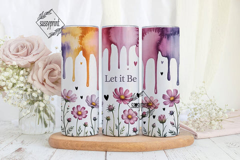 Let It Be Floral 20oz Tumbler Wrap Sublimation sassyprint 