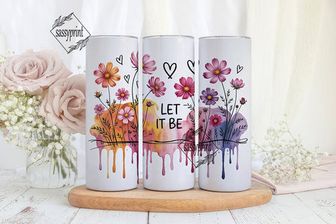 Let It Be Floral 20oz Tumbler Wrap Sublimation sassyprint 