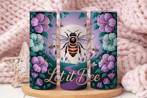 Let It Bee 20oz Tumbler Wrap Sublimation DesignSVG 