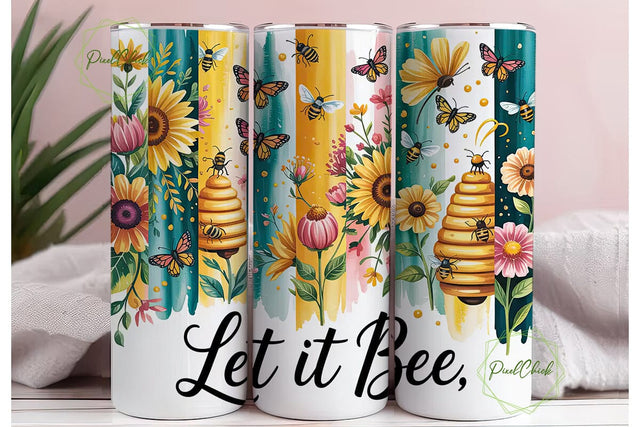 Let It Bee 20oz Tumbler Wrap Sublimation PixelChick 
