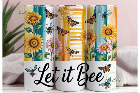 Let It Bee 20oz Tumbler Wrap Sublimation PixelChick 