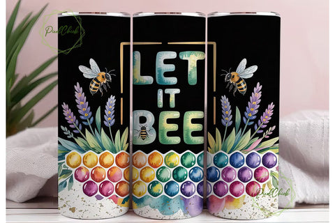 Let It Bee 20oz Tumbler Wrap Sublimation PixelChick 