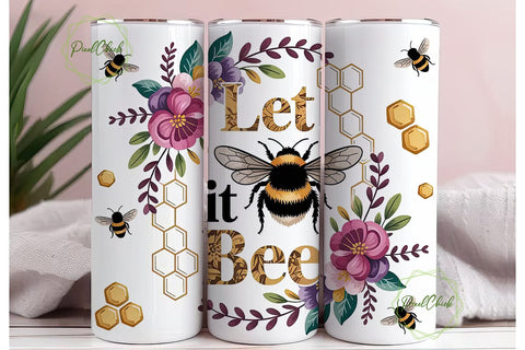 Let It Bee 20oz Tumbler Wrap Sublimation PixelChick 