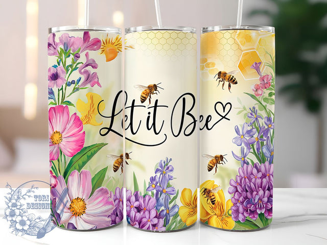 Let It Bee Floral Bumblebee Tumbler, Honey Bee Cup, 20oz Bee Lover Wrap, Cute Bumblebee Sublimation PNG, Floral Bee Aesthetic Tumbler, Nature Inspired Cup, Boho Bee Hive Design Sublimation ToriDesigns 