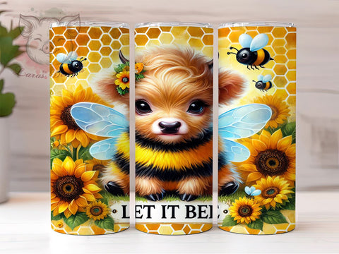 Let It Bee Highland Cow 20oz Tumbler, Let It Bee Design, 20oz Sublimation Wrap, Cute Cow Cup, Bee Themed Tumbler, Farmhouse Decor Tumbler, Country Gift Idea Sublimation Lara' s Designs 