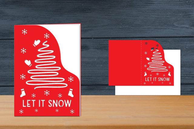 Let it snow, Christmas Card Template SVG zafrans studio 