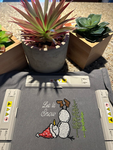 Let it Snow Christmas Embroidery Design 4 Sizes - File formats in pes,dst,jef,xxx,exp,vip,vp3, Snowman, Season, holiday, trending, fall, Embroidery/Applique DESIGNS AestheticdesignsE 