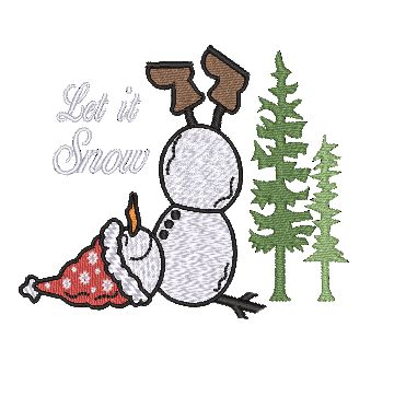 Let it Snow Christmas Embroidery Design 4 Sizes - File formats in pes,dst,jef,xxx,exp,vip,vp3, Snowman, Season, holiday, trending, fall, Embroidery/Applique DESIGNS AestheticdesignsE 