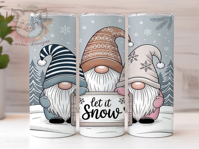Let It Snow Christmas Gnome Tumbler, Christmas Gnome Sublimation Design, Festive Holiday Cup Art, 20oz Xmas Tumbler, Whimsical Gnome Mug, Stylish Christmas Cup, Cozy Holiday Wrap Sublimation Lara' s Designs 