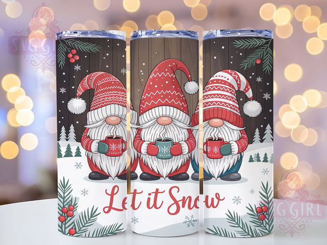 Let It Snow Christmas Gnome Tumbler, Christmas Gnome Sublimation, Winter Holiday Tumbler Wrap, 20oz Skinny Tumbler Wrap, Cute Christmas Gnome Design, Festive Holiday Drinkware, Merry Christmas Gnome Wrap Sublimation SvggirlplusArt 