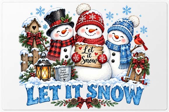 Let It Snow Christmas Snowman Winter Scene SVG BillahCrafts 