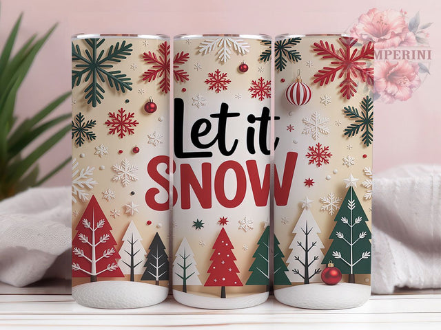 Let It Snow Christmas Tree Tumbler, Christmas Tree Sublimation Design, Festive Holiday Cup Art, 20oz Xmas Tumbler, Whimsical Snow Mug, Stylish Christmas Cup, Cozy Winter Wrap Sublimation Li Zamperini 
