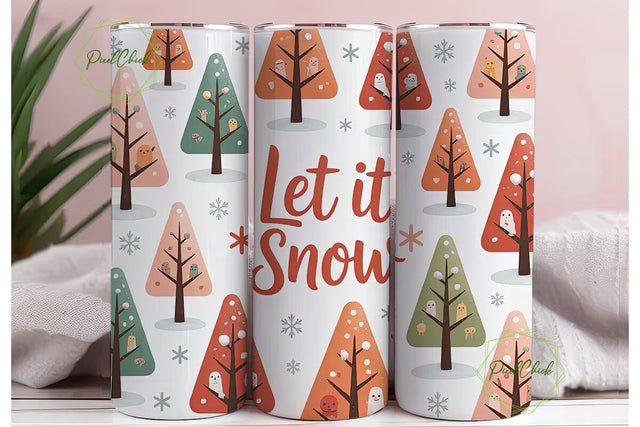 Let It Snow Christmas Tumbler Wrap Sublimation PixelChick 