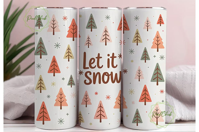Let It Snow Christmas Tumbler Wrap Sublimation PixelChick 