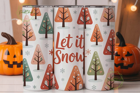 Let It Snow Christmas Tumbler Wrap Sublimation PixelChick 