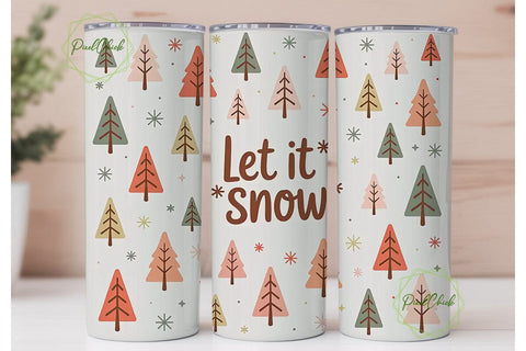 Let It Snow Christmas Tumbler Wrap Sublimation PixelChick 