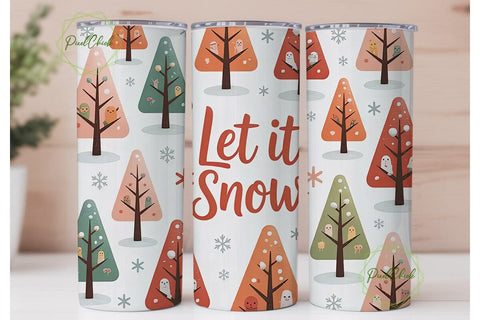 Let It Snow Christmas Tumbler Wrap Sublimation PixelChick 
