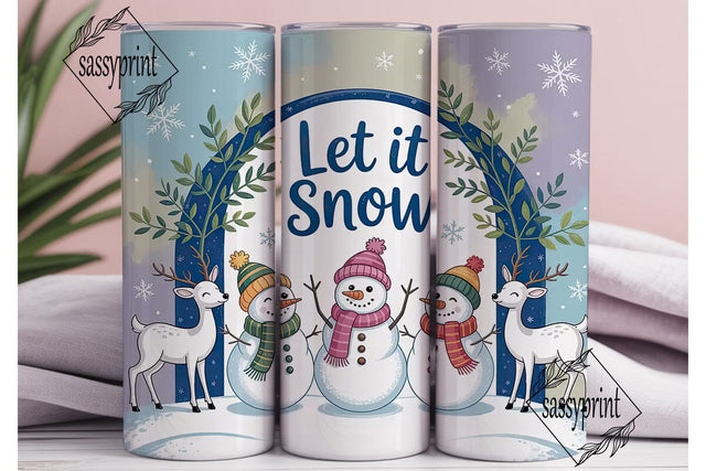 Let It Snow Christmas Tumbler Wrap Sublimation sassyprint 