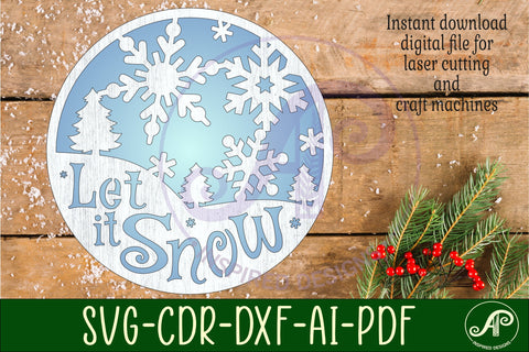 Let it snow Christmas wall art sign, SVG file. vector SVG APInspireddesigns 