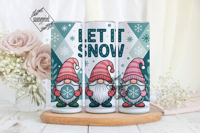 Let It Snow Gnome 20oz Tumbler Wrap Sublimation sassyprint 