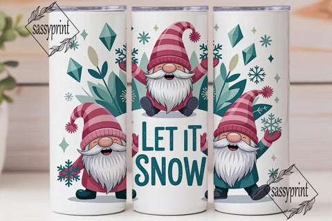 Let It Snow Gnome 20oz Tumbler Wrap Sublimation sassyprint 