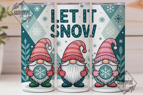 Let It Snow Gnome 20oz Tumbler Wrap Sublimation sassyprint 