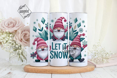 Let It Snow Gnome 20oz Tumbler Wrap Sublimation sassyprint 