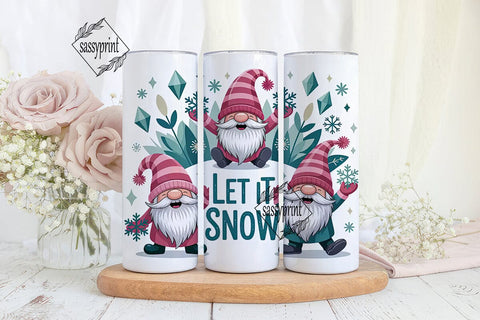 Let It Snow Gnome 20oz Tumbler Wrap Sublimation sassyprint 